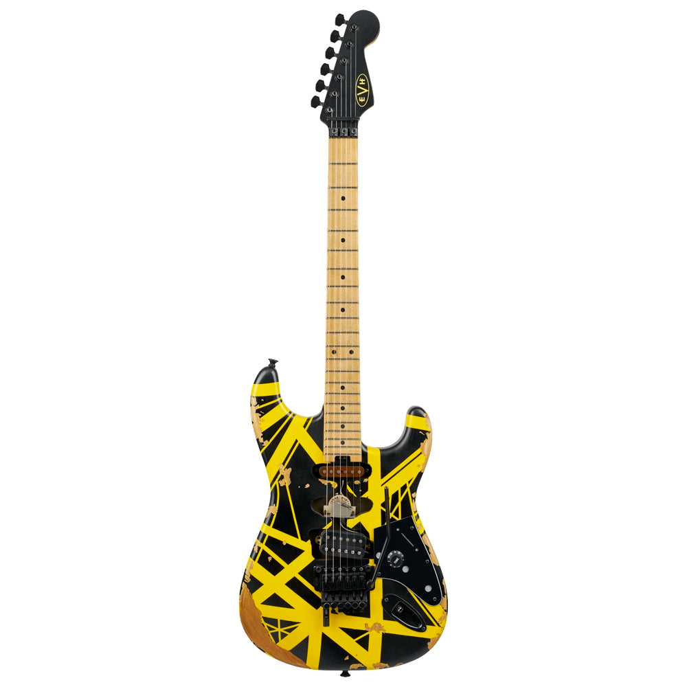 EVH 5107900528 Guitarra Eléctrica Limited Edition Striped Series Frankenstein Frankie Black with Yellow Stripes Aged