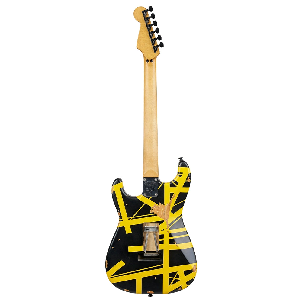 EVH 5107900528 Guitarra Eléctrica Limited Edition Striped Series Frankenstein Frankie Black with Yellow Stripes Aged