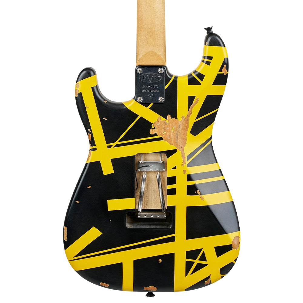 EVH 5107900528 Guitarra Eléctrica Limited Edition Striped Series Frankenstein Frankie Black with Yellow Stripes Aged
