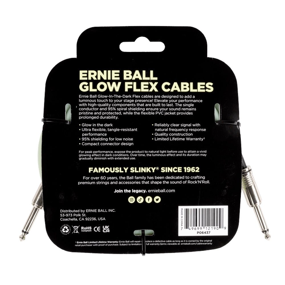 Ernieball 6437 Cable 6.10 Mts Verde Fosforescente Recto/Recto