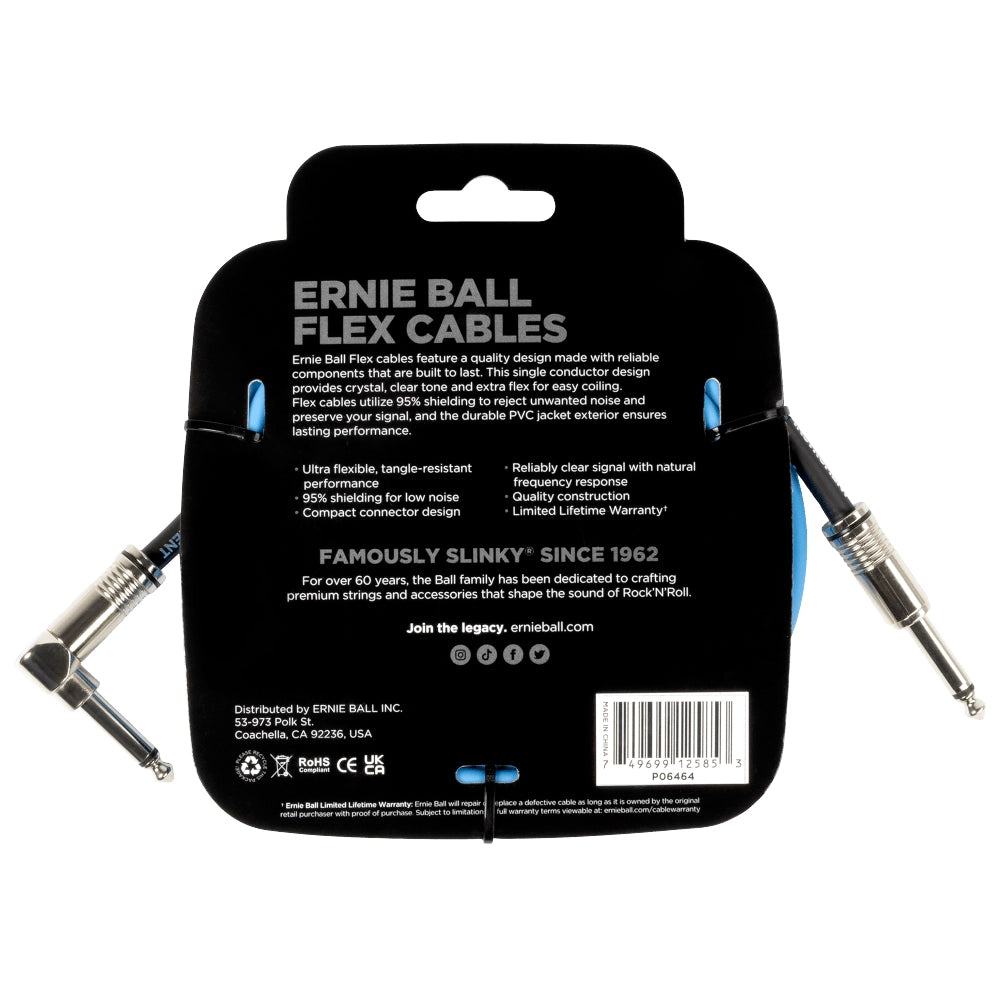 Ernieball 6464 Cable 3.048 Mts Azul Recto/Angulado