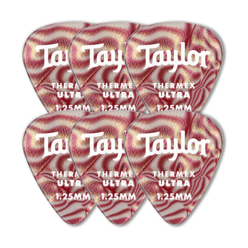 Paquete Púas Taylor 70711 Premium 351 Thermex Ruby Swirl Ultra 1.25 Mm con 6