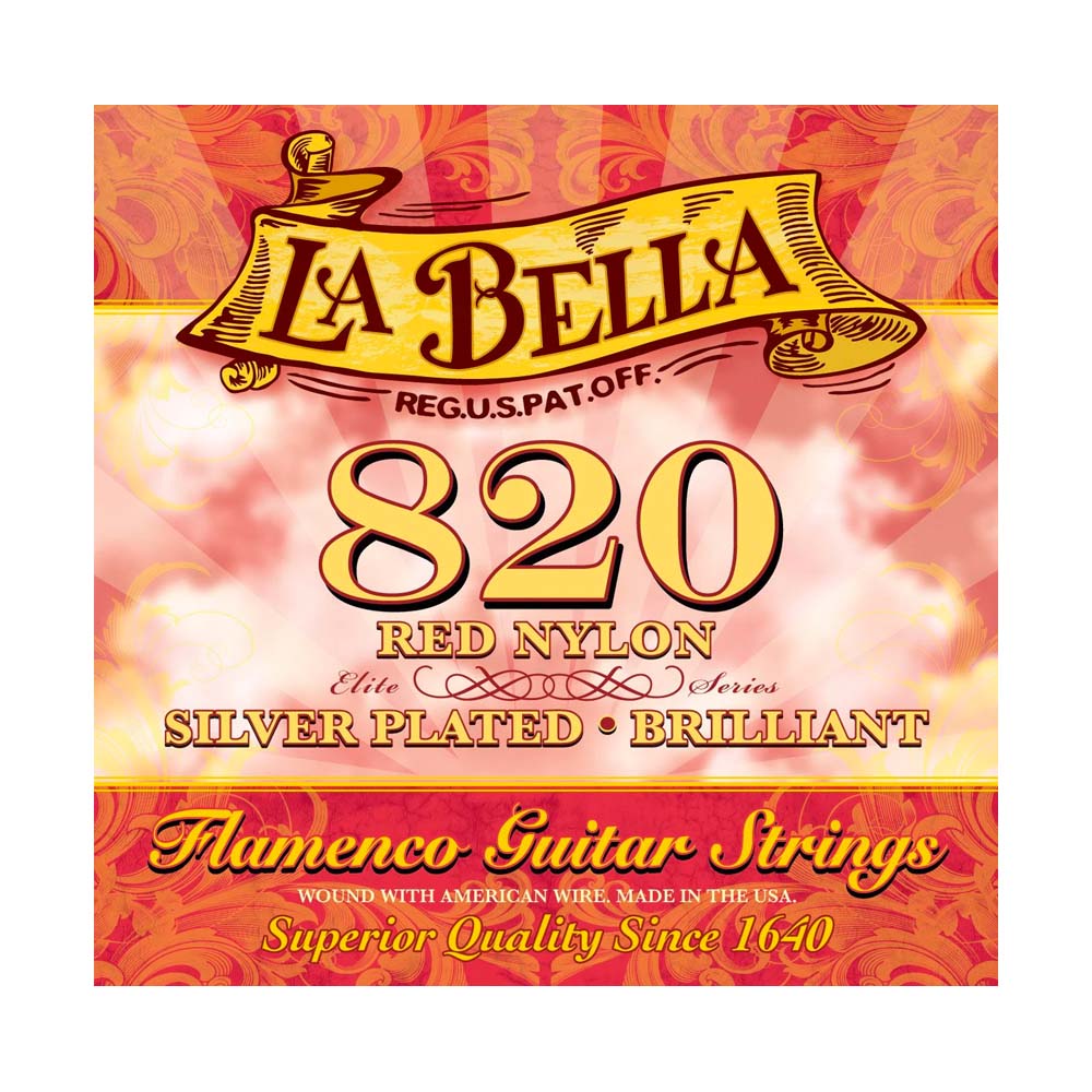 Encordadura Guitarra Acústica La Bella LABELLA 820 Nylon Rojo Flamenco