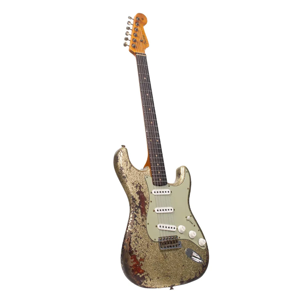 Fender Custom Shop 9231016771 Guitarra Eléctrica 1961 Stratocaster Super Heavy Relic 3A Gold Sparkle over 3 Color Sunburst