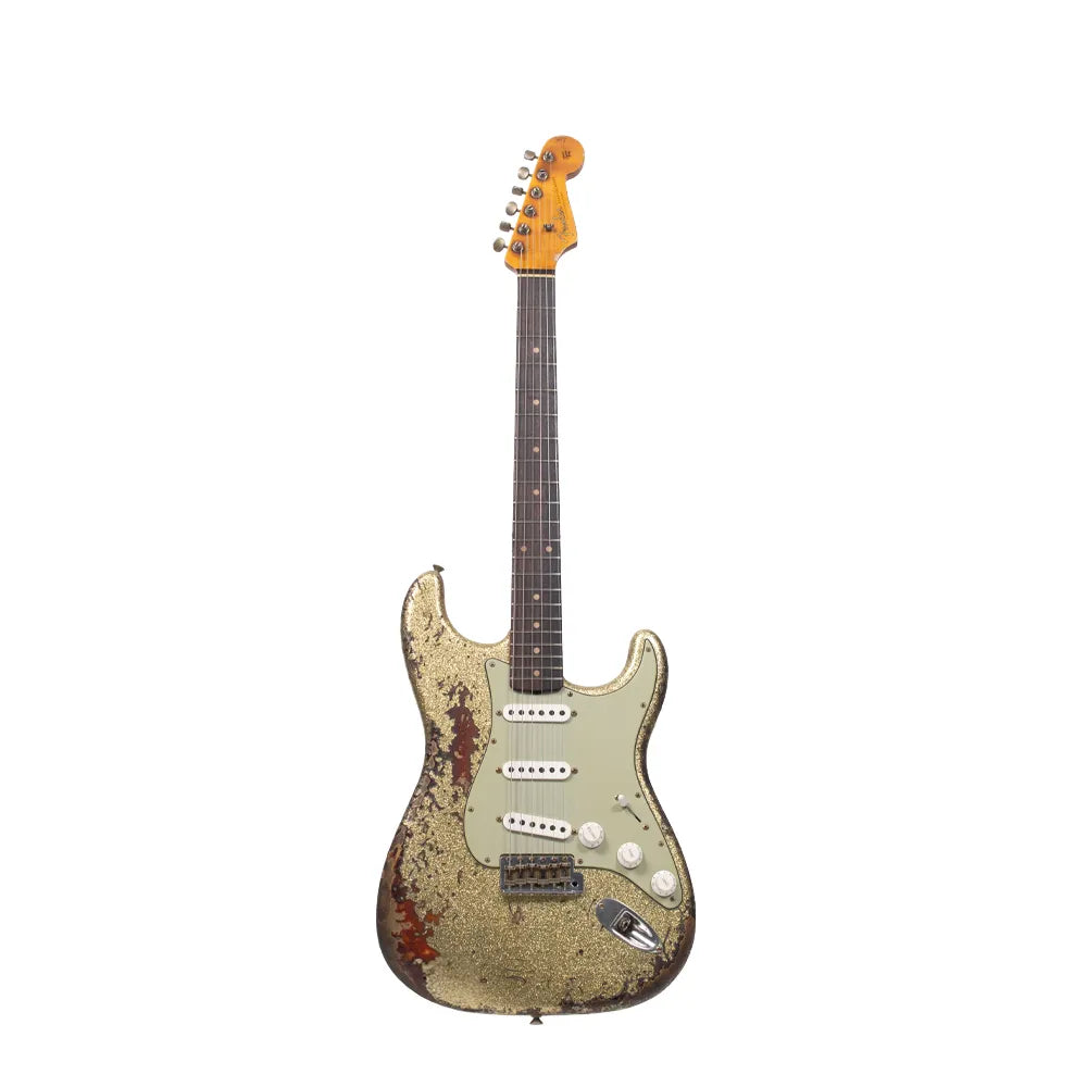 Fender Custom Shop 9231016771 Guitarra Eléctrica 1961 Stratocaster Super Heavy Relic 3A Gold Sparkle over 3 Color Sunburst