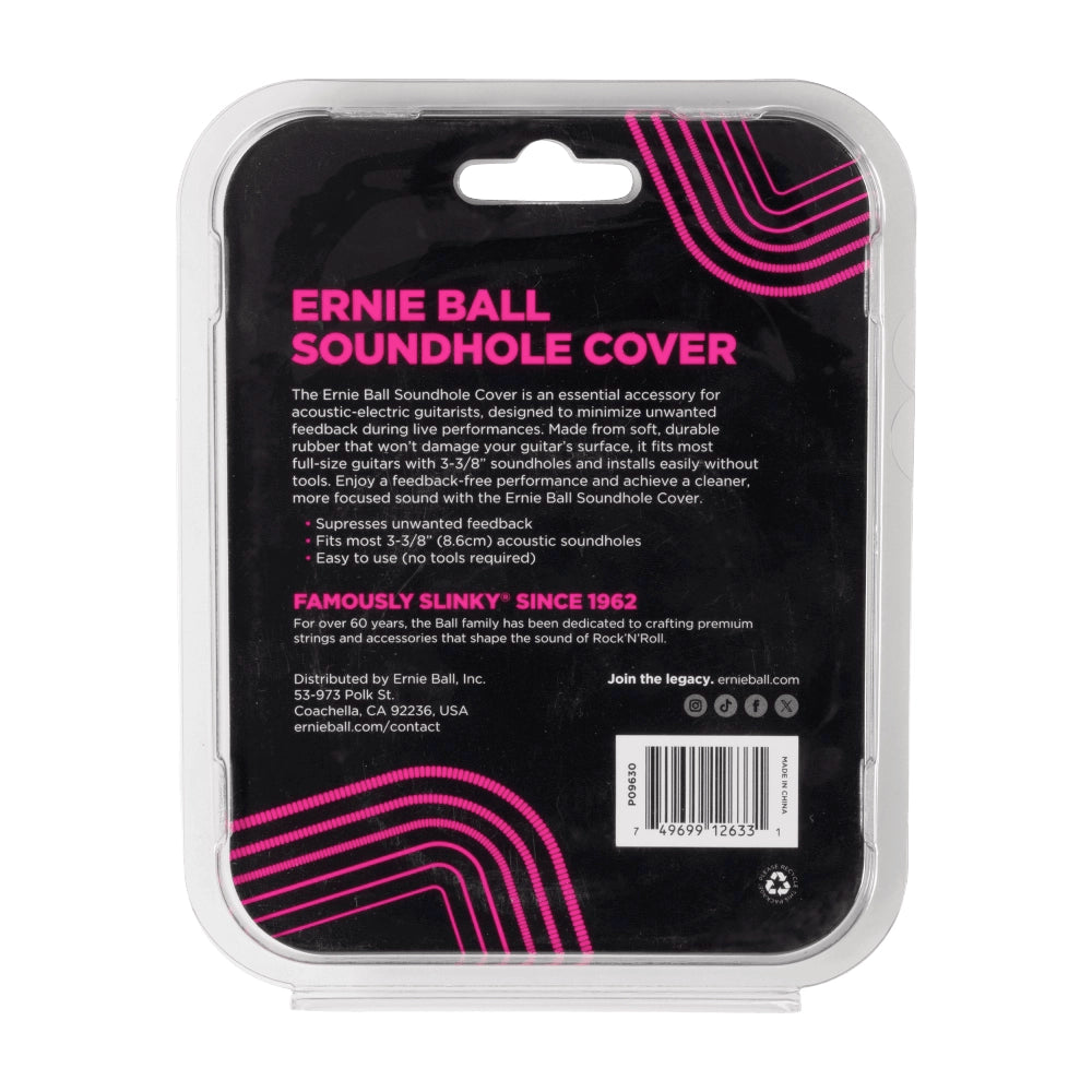 Ernieball 9630 Tapa para Boca de Guitarra Acústica Goma Negra