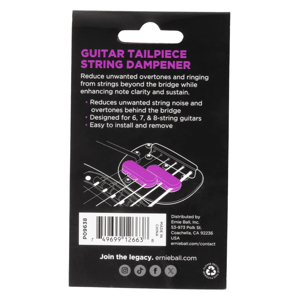 Ernieball 9638 Sordina para Cuerdas Guitarra Eléctrica Goma Negra (Puente)