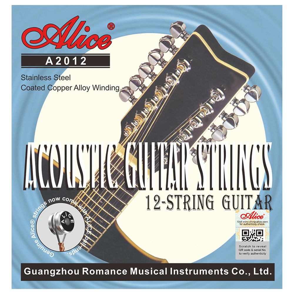 Encordadura Guitarra Electroacústica Alice A2012 12 Cuerdas Acero
