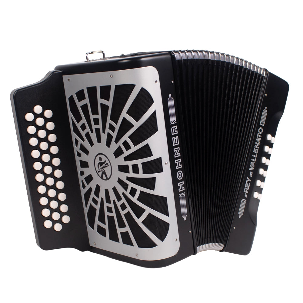 Hohner A49621 Acordeón El Rey Del Vallenato Sib-Mib-Lab Negro Con Funda