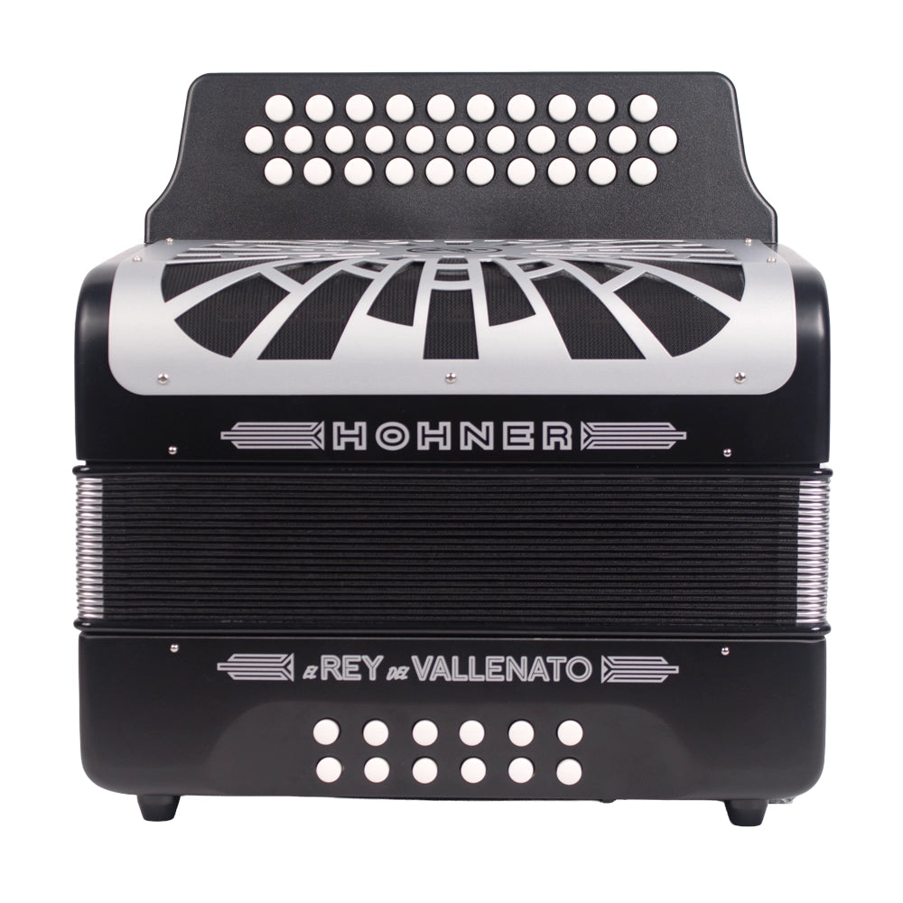 Hohner A49621 Acordeón El Rey Del Vallenato Sib-Mib-Lab Negro Con Funda