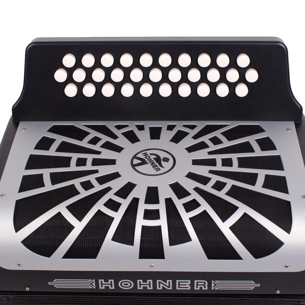 Hohner A49621 Acordeón El Rey Del Vallenato Sib-Mib-Lab Negro Con Funda