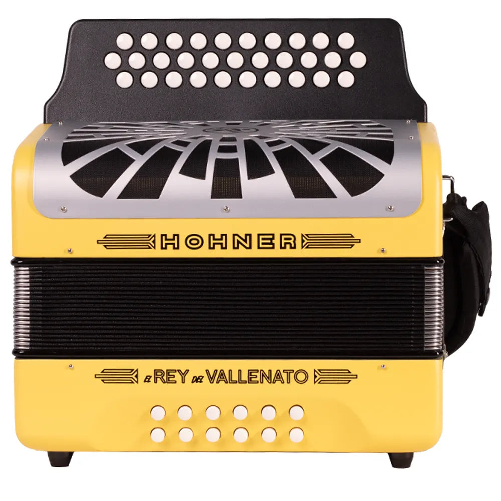 Hohner A49661 Acordeón El Rey Del Vallenato Sib-Mib-Lab Amarillo C/Funda