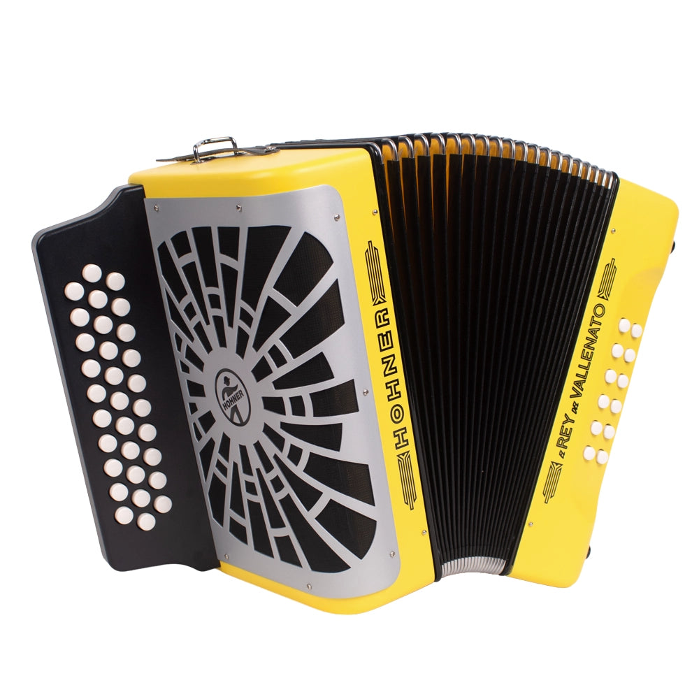 Hohner A49661 Acordeón El Rey Del Vallenato Sib-Mib-Lab Amarillo C/Funda