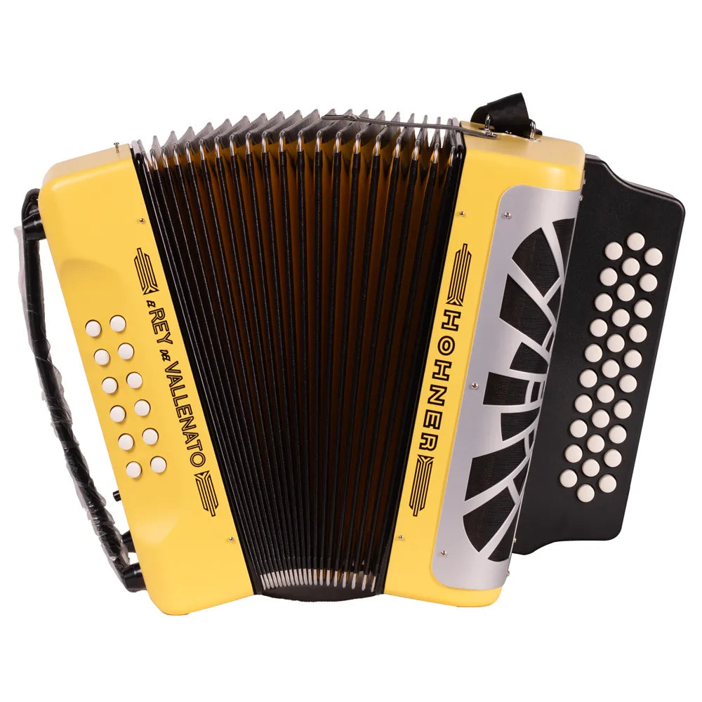 Hohner A49661 Acordeón El Rey Del Vallenato Sib-Mib-Lab Amarillo C/Funda