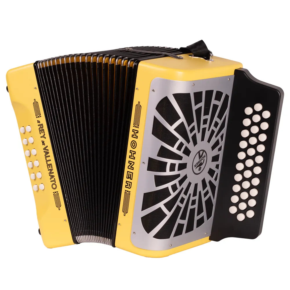 Hohner A49661 Acordeón El Rey Del Vallenato Sib-Mib-Lab Amarillo C/Funda