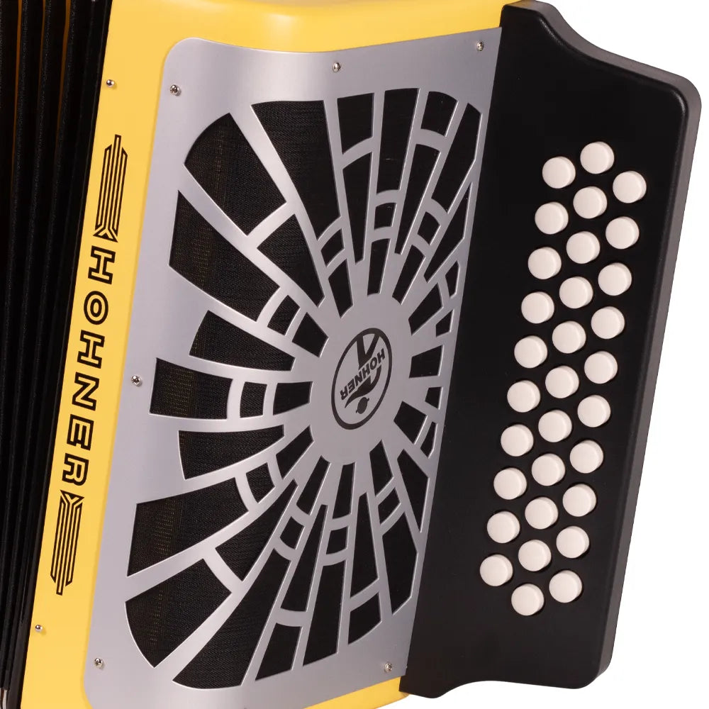 Hohner A49661 Acordeón El Rey Del Vallenato Sib-Mib-Lab Amarillo C/Funda