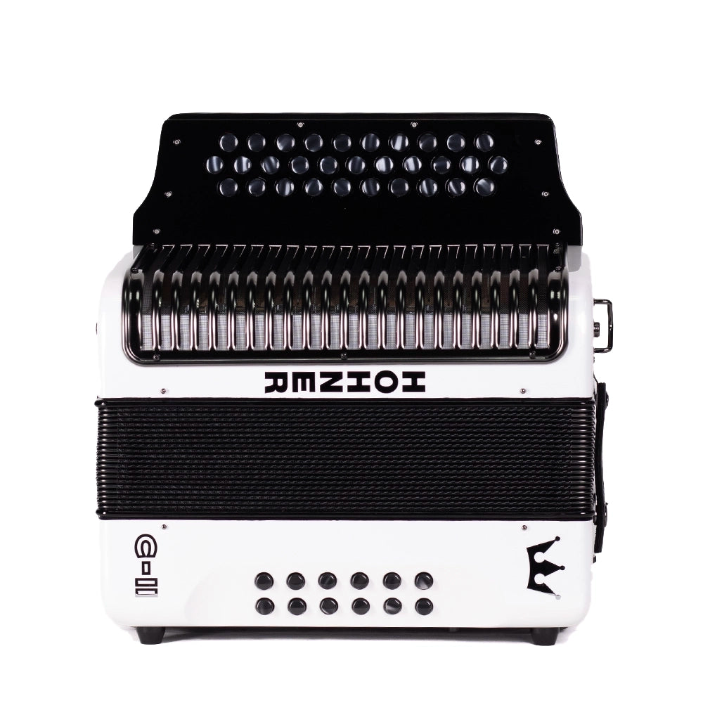 Hohner Corona C II A5016 Acordeón Fa Botones Blanco a Tornasol Con Funda