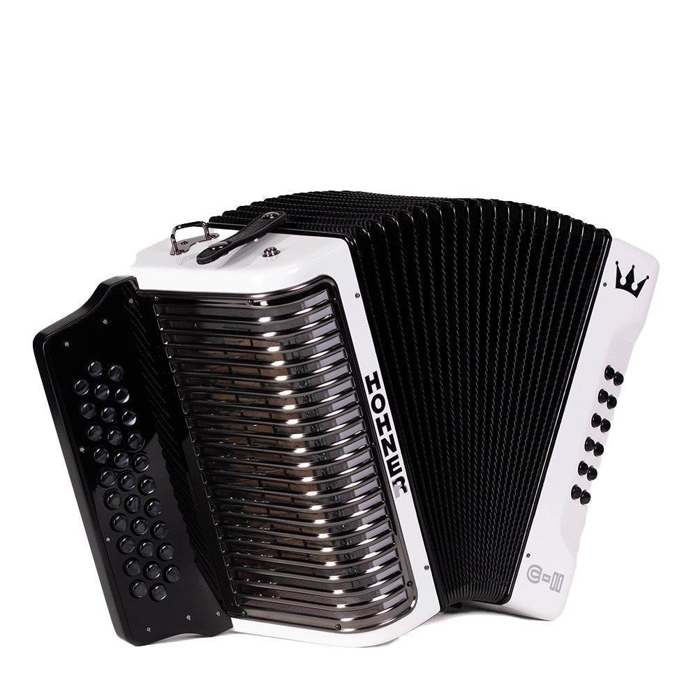 Hohner Corona C II A5016 Acordeón Fa Botones Blanco a Tornasol Con Funda