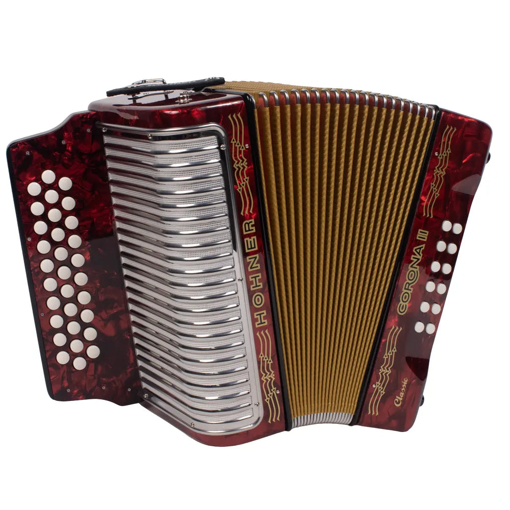 Hohner A5543 Acordeón de Botones Corona II Classic Fa Rojo c/funda