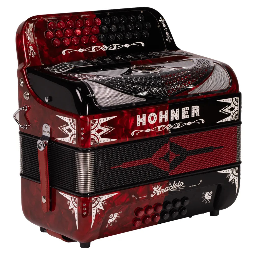 Hohner Anacleto A8000fbbebeadbkrd Acordeón Fa-Mi Negro/Rojo Con Estuche