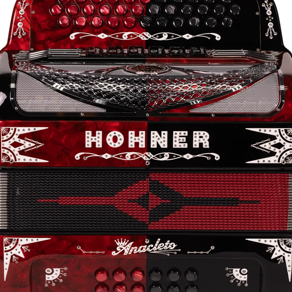 Hohner Anacleto A8000fbbebeadbkrd Acordeón Fa-Mi Negro/Rojo Con Estuche