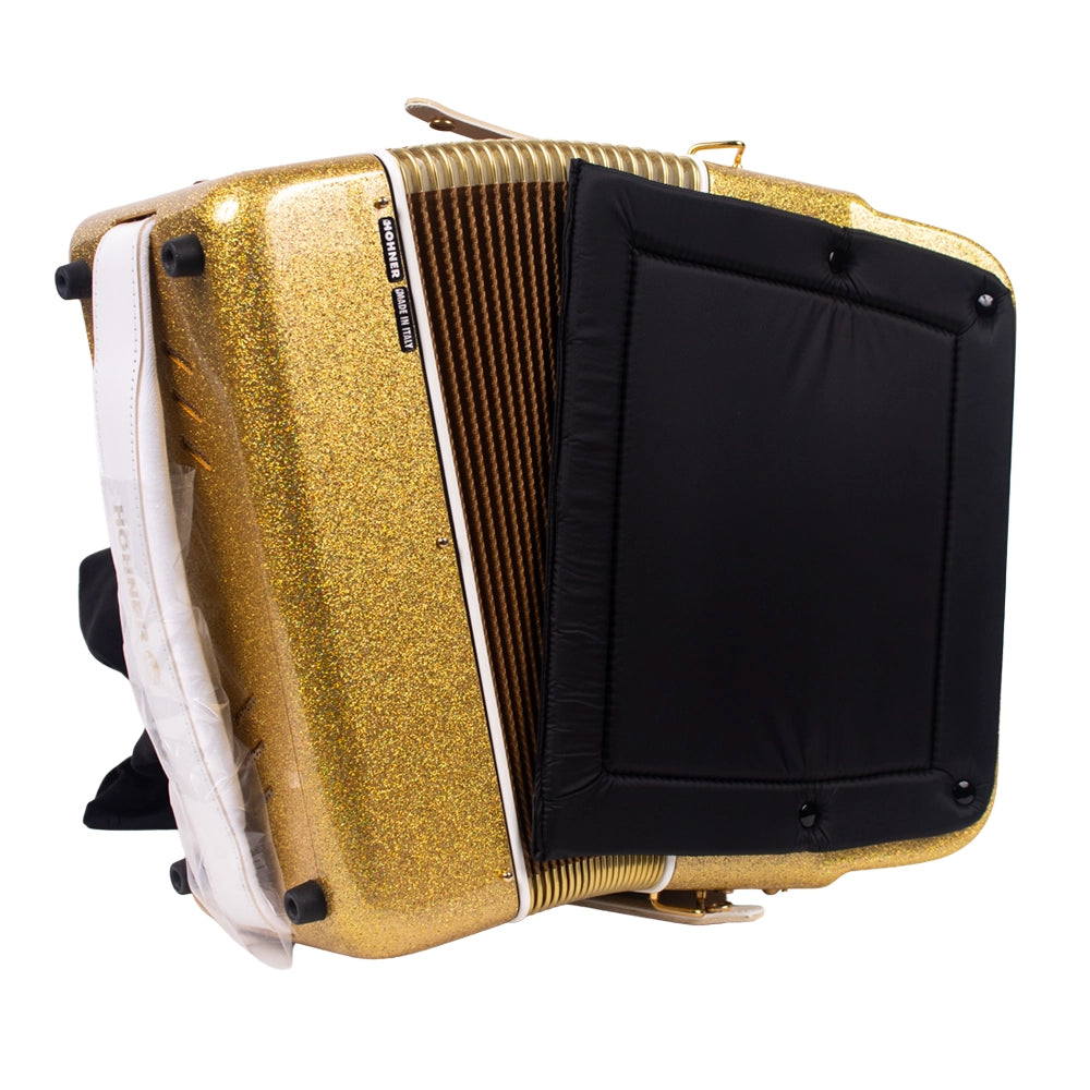 Hohner A8000FBBEBEADHLDG Acordeón Anaclero de Botones FA-SIB-MIB/MI-LA-RE Dorado con Estuche