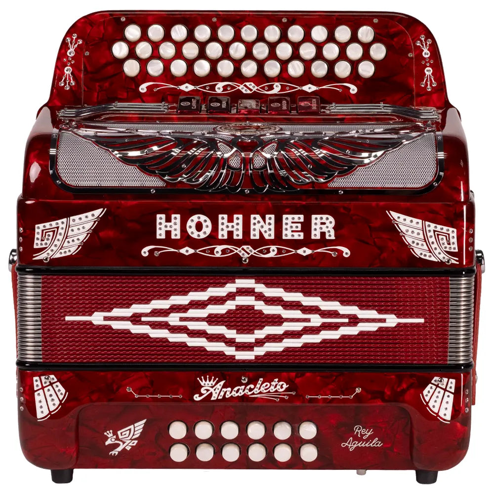 Hohner Anacleto Rey Aguila Iii A9730fbbebrd Acordeón Fa Rojo Con Estuche