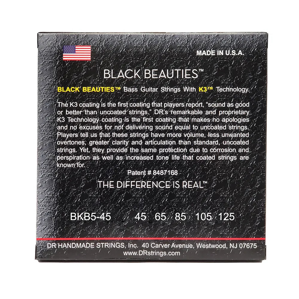 Dr Bkb545 Encordadura Bajo Eléctrico 45/125 Black Beauties 5 Cuerdas