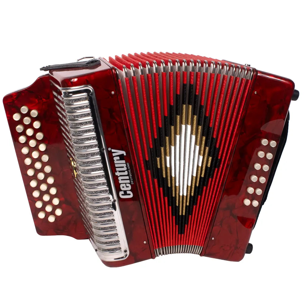 Century C3012FARPI Acordeón de Botones Fa Rojo Parrilla Metal