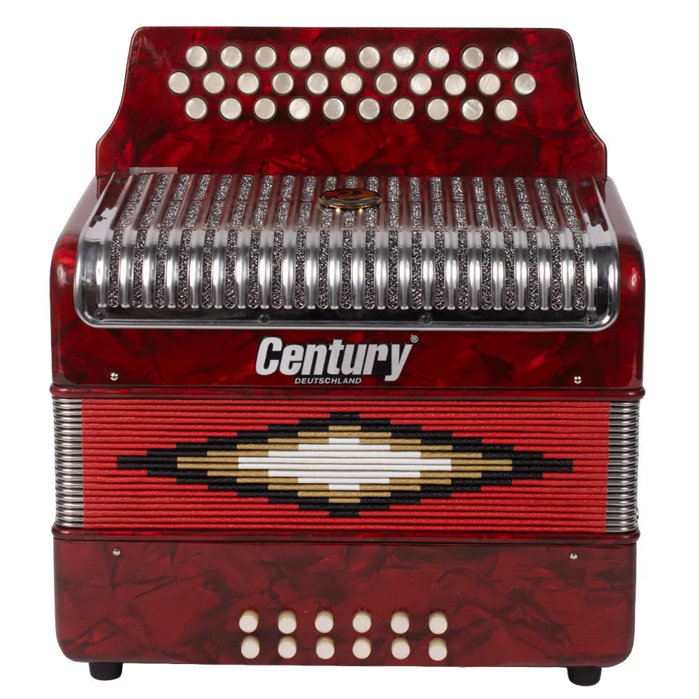 Century C3012RPI Acordeón de Botones Sol Rojo Parrilla Metal