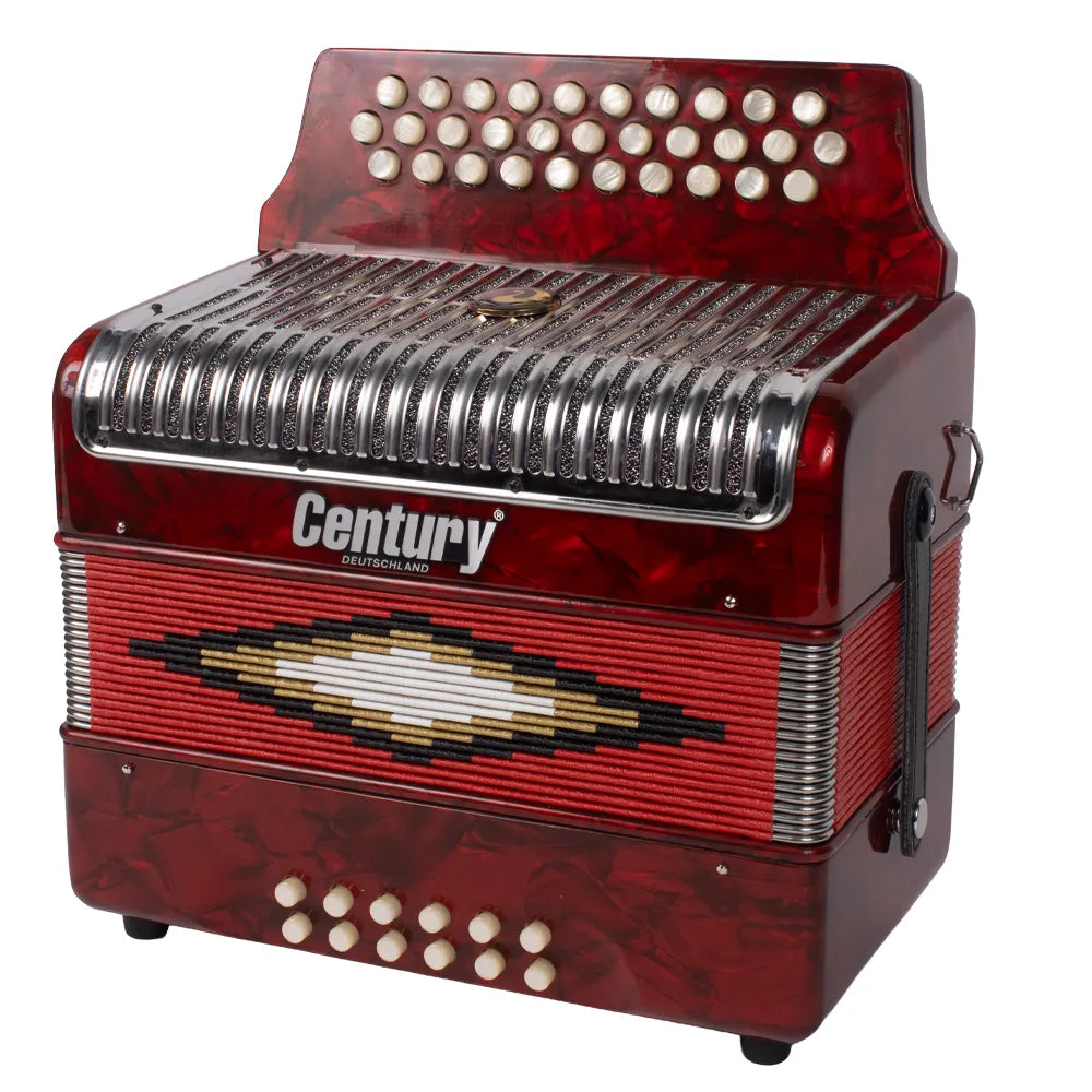 Century C3012RPI Acordeón de Botones Sol Rojo Parrilla Metal