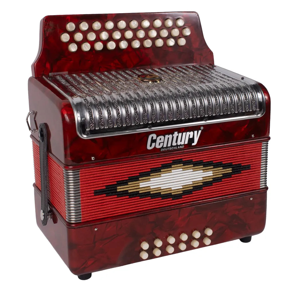 Century C3012RPI Acordeón de Botones Sol Rojo Parrilla Metal