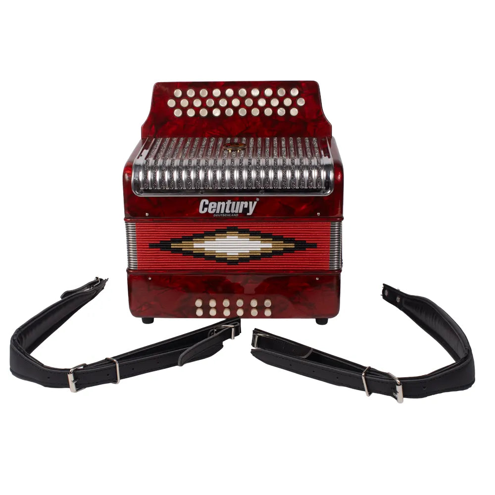 Century C3012RPI Acordeón de Botones Sol Rojo Parrilla Metal