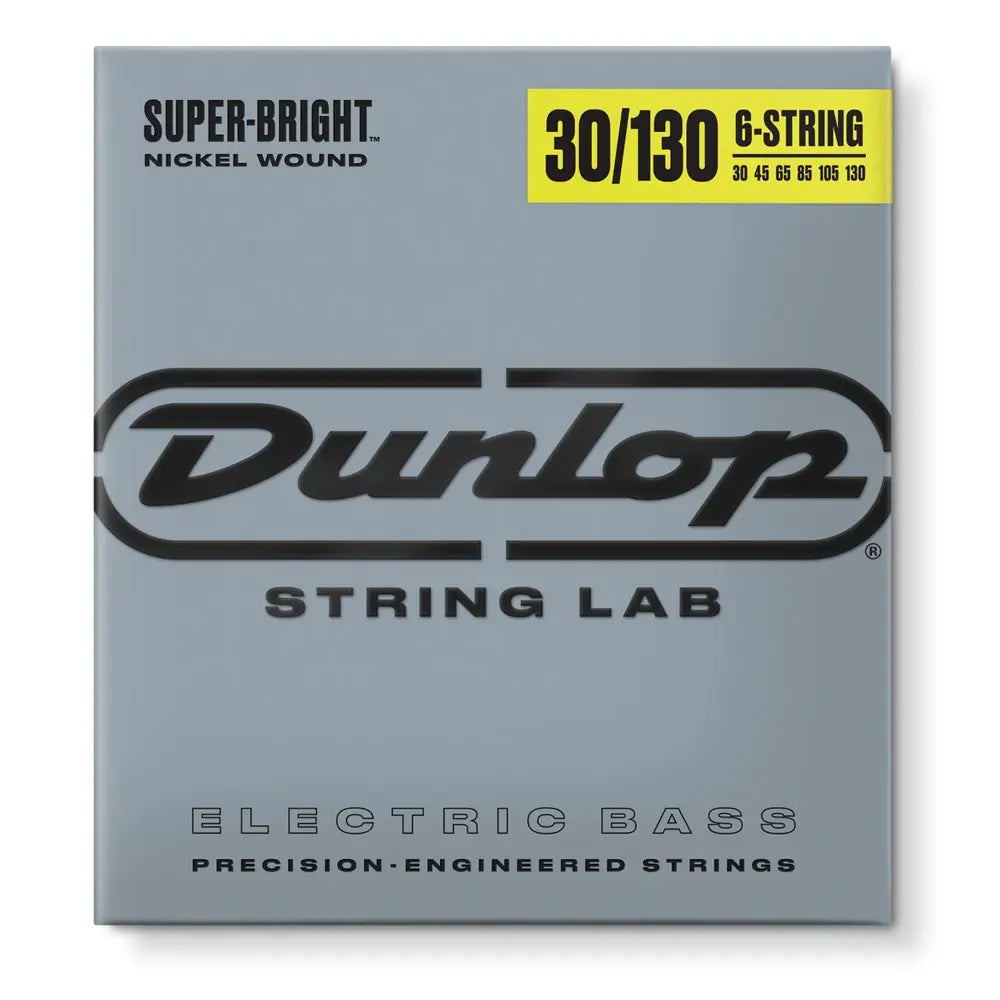Dunlop DBSBN30130CV Encordadura Bajo Eléctrico Super Bright Medium 6 cuerdas 30/130 Niquel