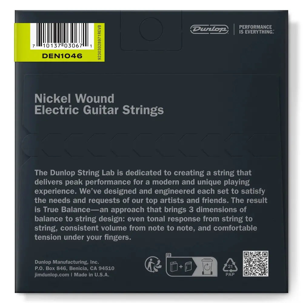 Dunlop DEN1046 Encordadura Guitarra Eléctrica Light10/46 Niquel
