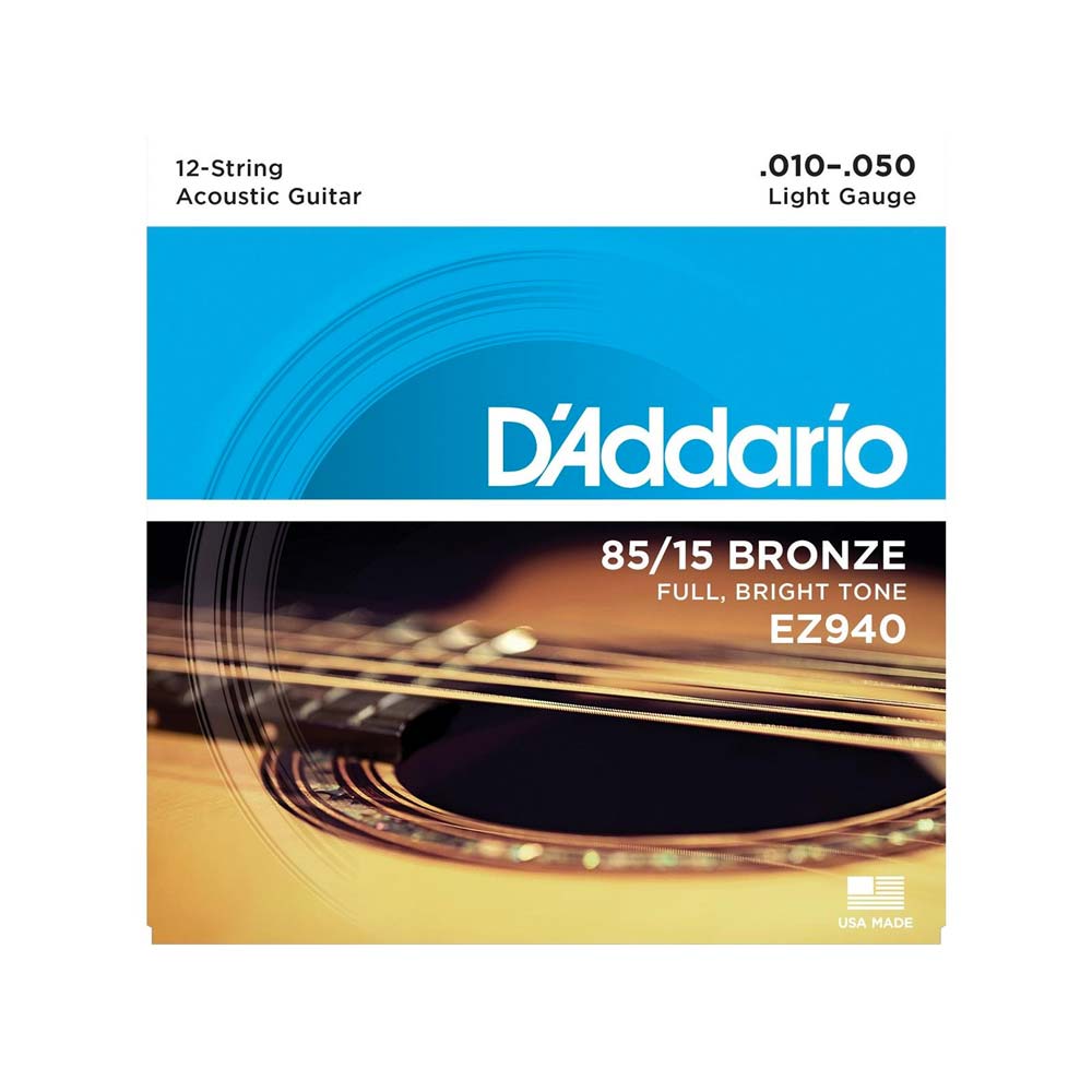 Encordadura Guitarra Acústica Daddario EZ940 12 Cuerdas Bronze Light