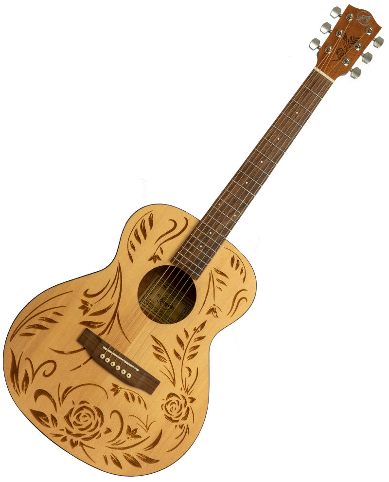Guitarra Acústica Bamboo Ga38 Rock & Roses 38in con Funda Acolchonada GA38ROCK&ROSES