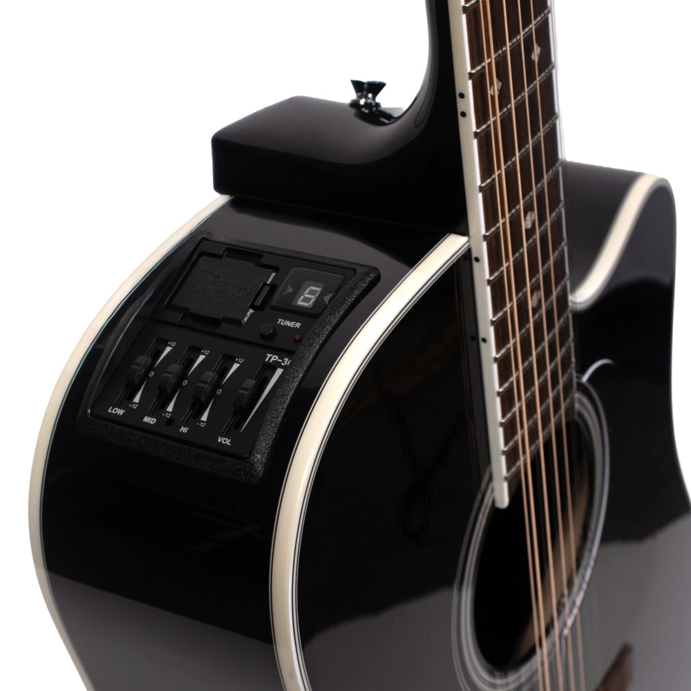 Takamine GD38CEBLK Guitarra Electroacústica Docerola Negra C/Funda