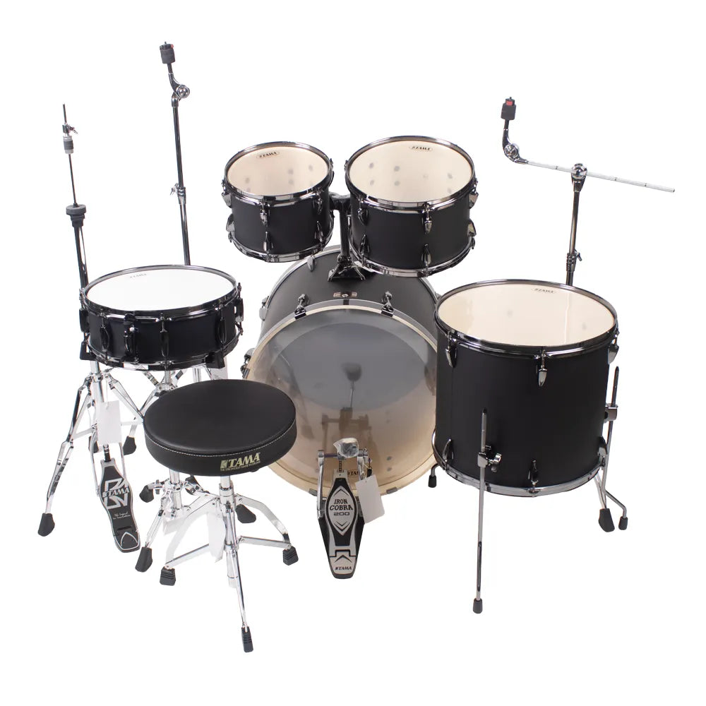Tama IP52H6WBNBOB Batería Acústica Imperialstar de 5 Piezas Negro Mate con Atriles y Asiento