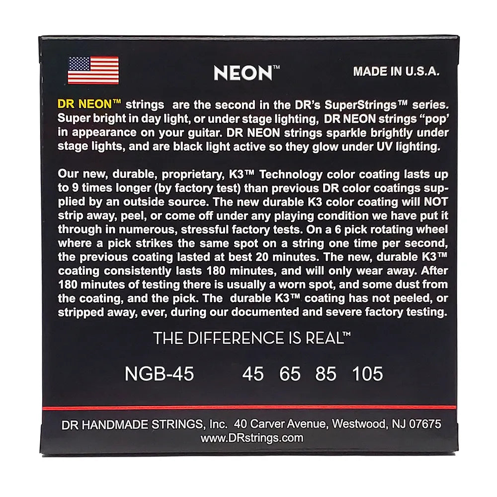 Dr Ngb45 Encordadura Bajo Eléctrico 45/105 Medium Neon Verde