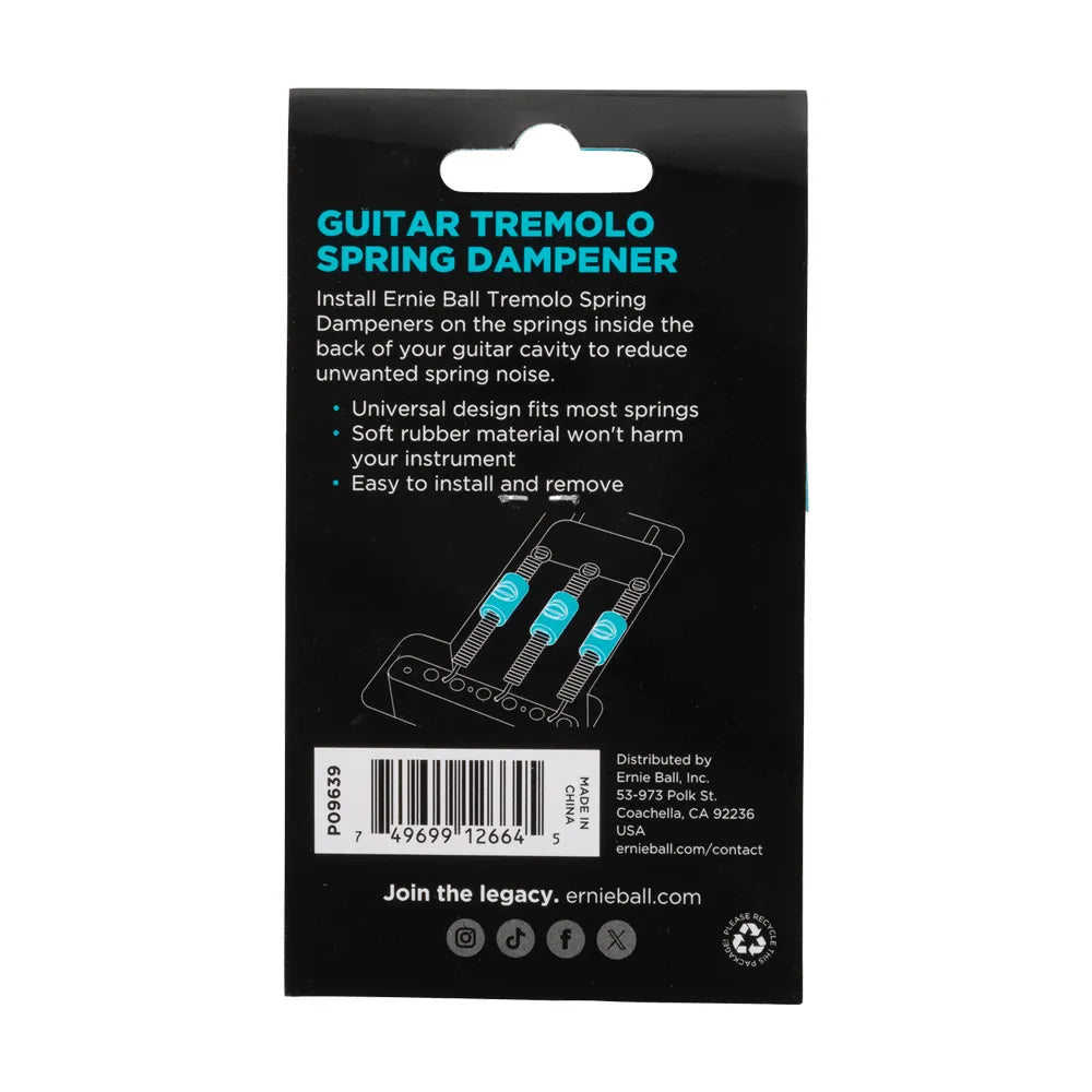 Ernieball 9639 Sordina para Cuerdas Guitarra Eléctrica para Resortes Goma Negra