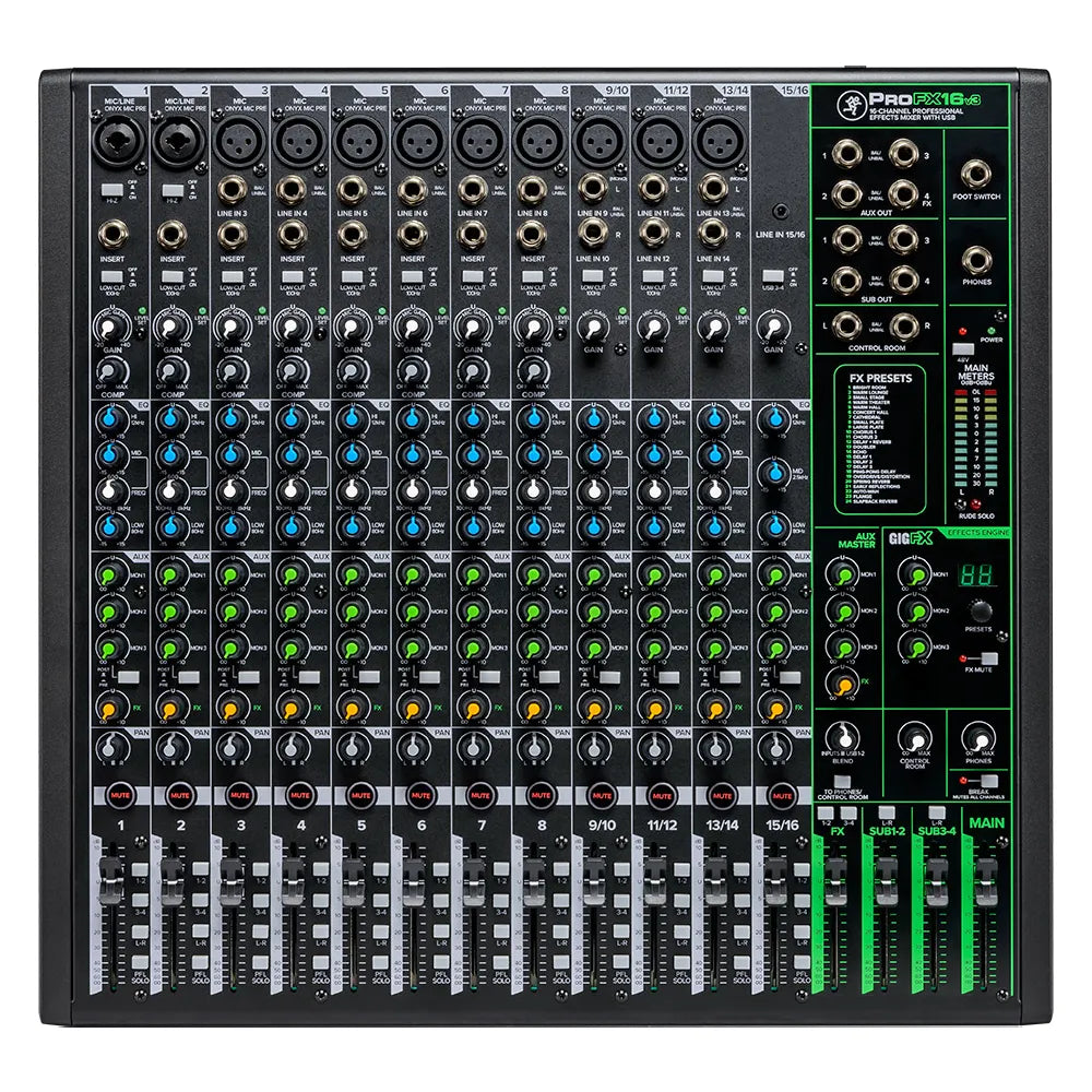 Mackie PROFX16V3 Mezcladora 16 Canales 4 Bus Con Efectos Y Usb