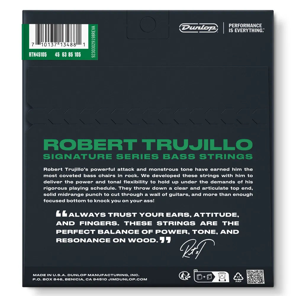 Dunlop RTN45105CV Encordadura Bajo Eléctrico 45/105 Robert Trujillo Hybrid 4 Cuerdas