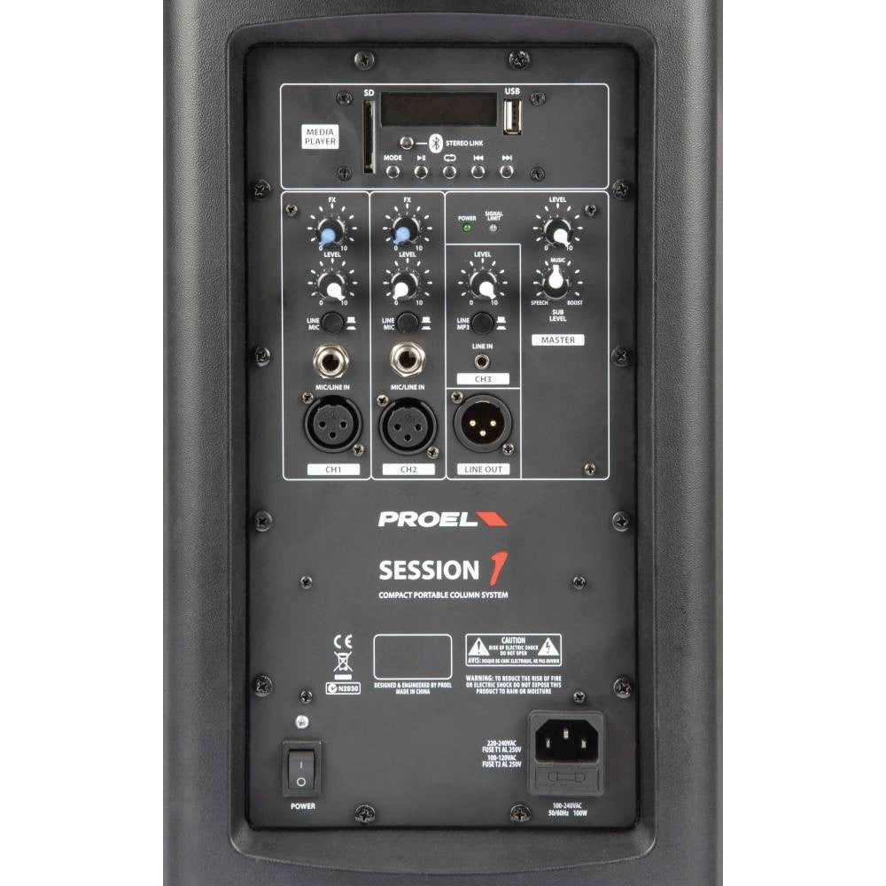 Proel SESSION1US Columna Sub 8" y 4 X 2.5" Negro