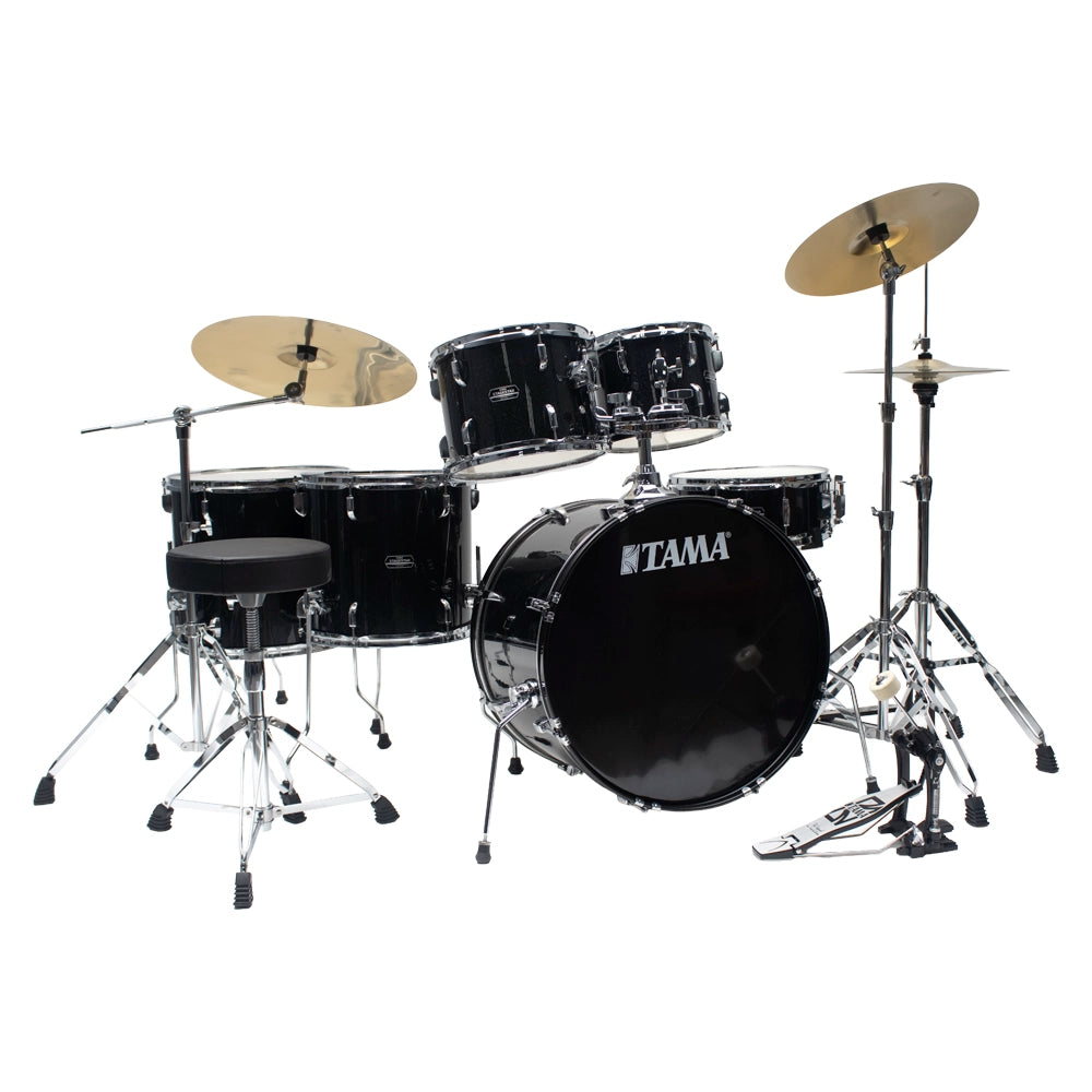 Tama ST62H6CBNS Bateria Acústica Stagestar de 6 piezas Negro Brillante con Atriles Asiento y Platillos