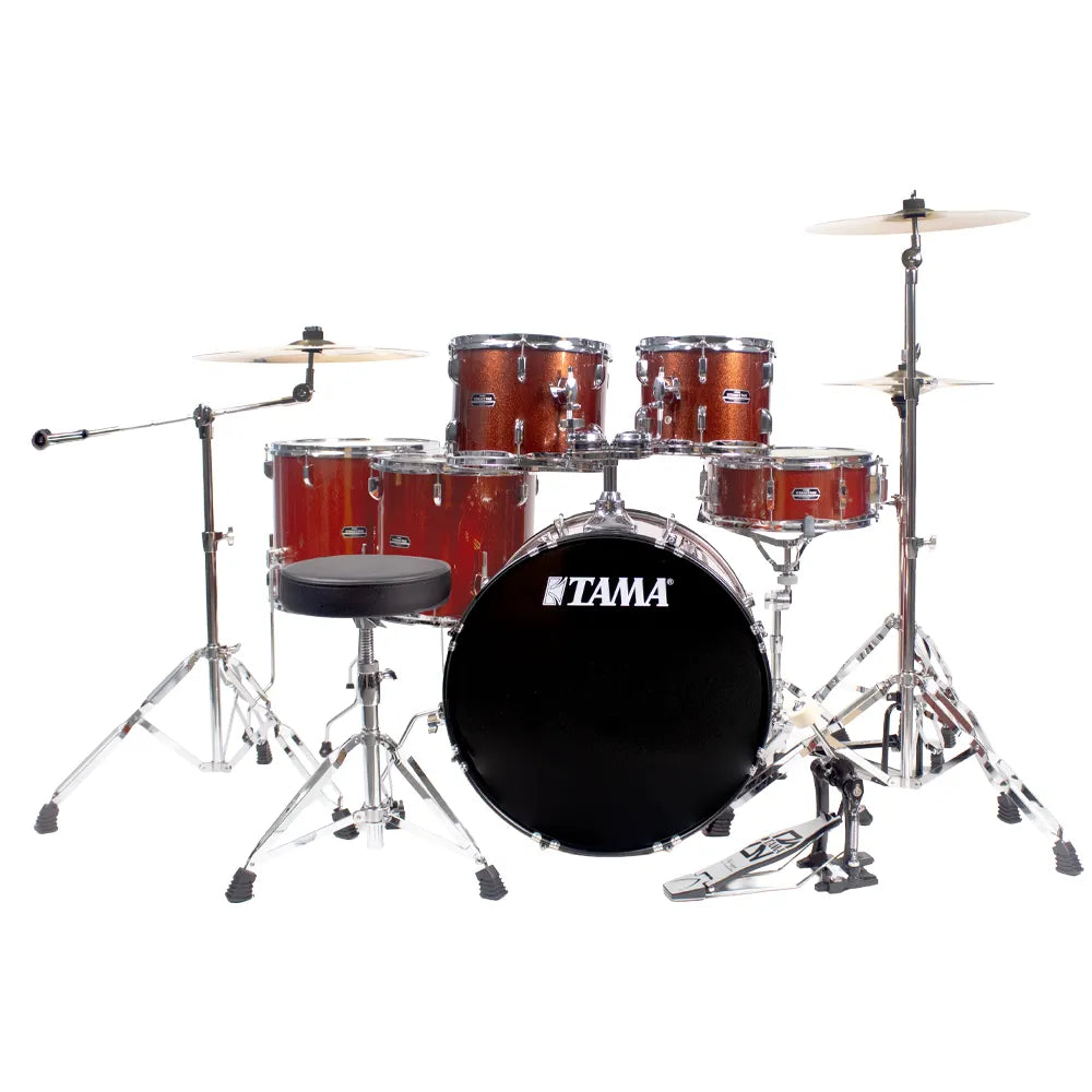 Tama ST62H6CSCP Bateria Acústica Stagestar de 6 piezas Cobre Brillante con Atriles, Asiento y Platillos