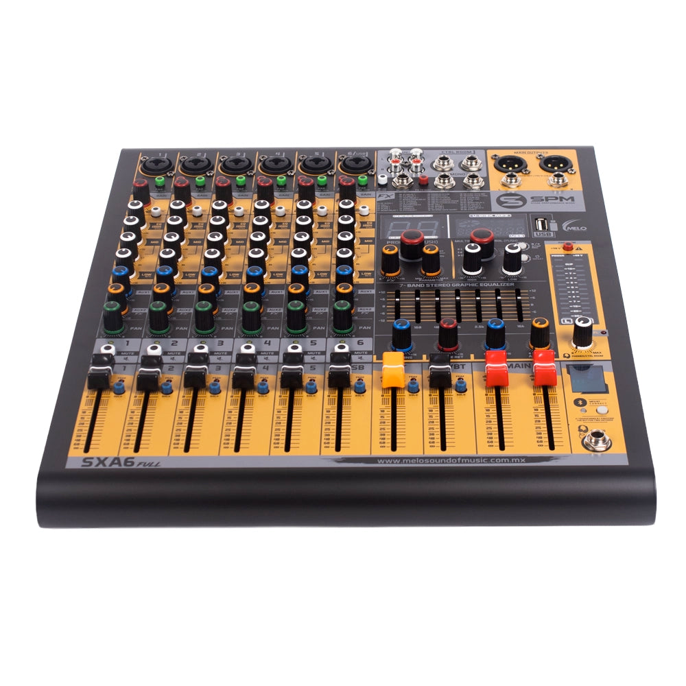 Melo SXA6FULL Mezcladora Profesional 6 Canales Reproductor USB