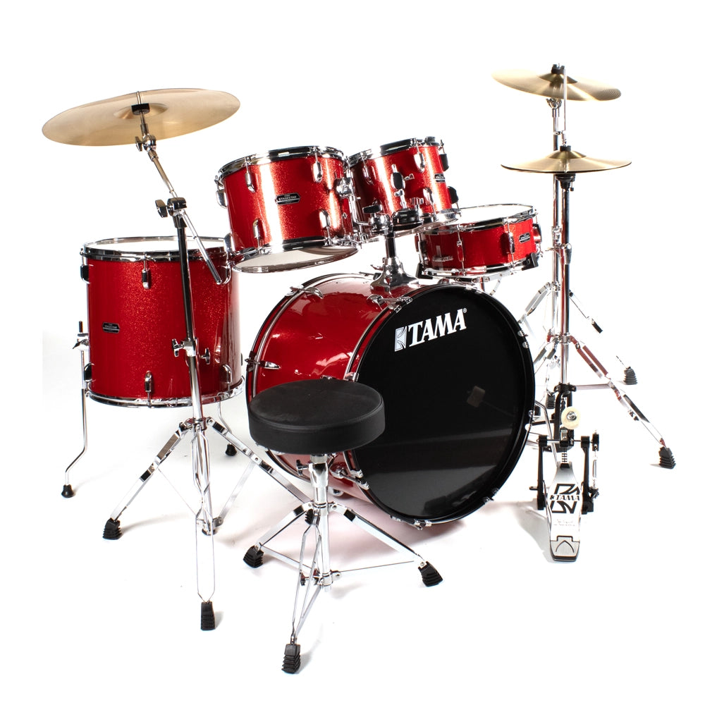 Tama St52h6ccds Batería Stagemaster 5 Piezas Rojo Brillante Con Atriles, Asiento Y Platillos