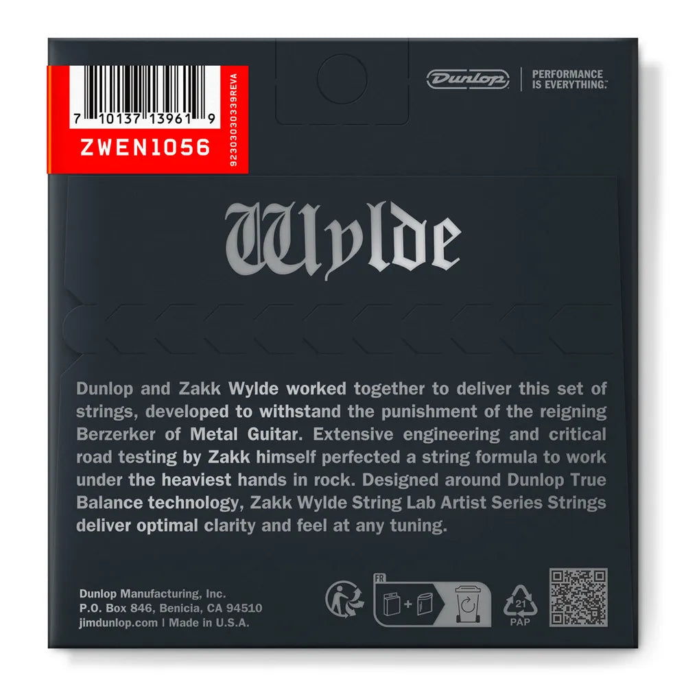 Dunlop Zwen1056 Encordadura Guitarra Eléctrica 10/56 Niquel Zakk Wylde