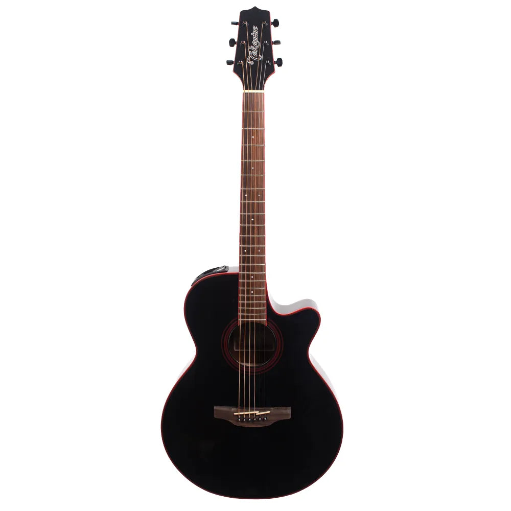 Takamine GF49CECB Guitarra Electroacústica Negra con Ribetes Rojos